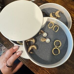 White minimalist jewelry box with 10 chic earring sets